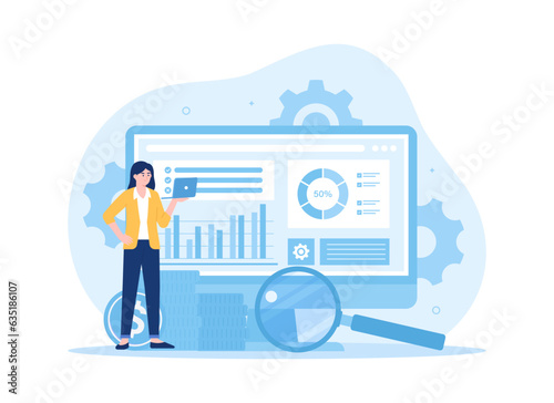 Business diagram analysis concept flat illustration