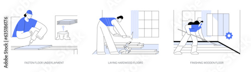Hardwood flooring abstract concept vector illustrations.