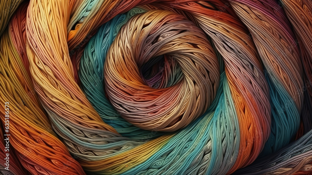Pattern of threads, Abstract spiral shape of threads. Generative Ai