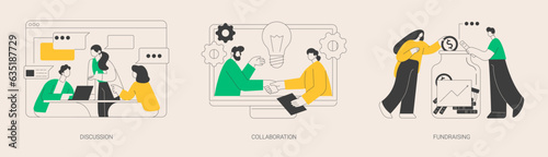 Partnership abstract concept vector illustrations.