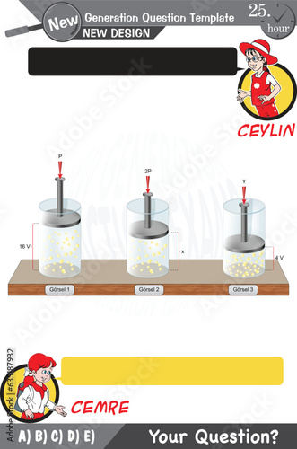 University and high school exam question form, Mathematics, physics, geometry, eps, for teachers, Next generation problems, two sister, speech bubble, template, experiment