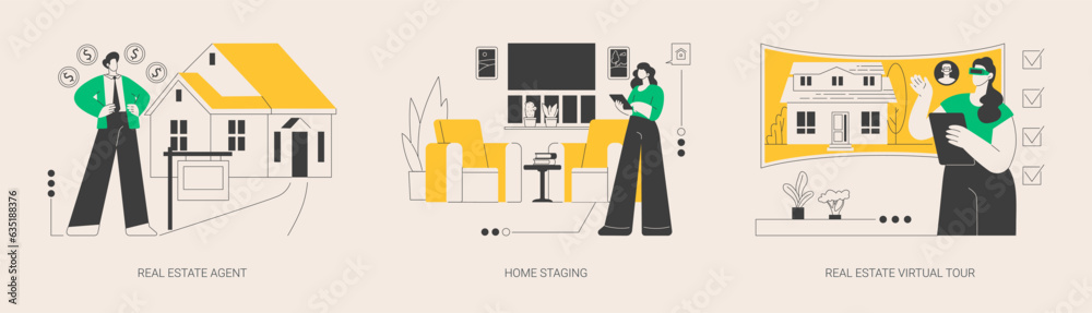 Real estate buying experience abstract concept vector illustrations. Real estate buying experience abstract concept vector illustrations.