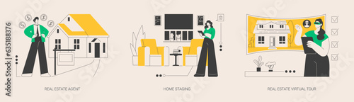 Real estate buying experience abstract concept vector illustrations.