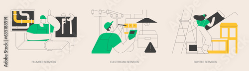 Contractor services abstract concept vector illustrations.