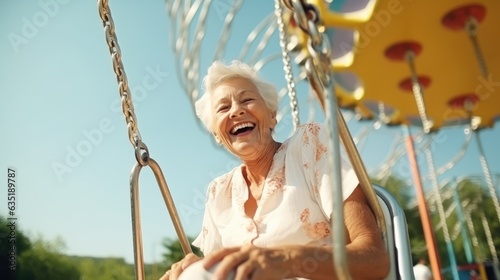 Funny and smiling elderly w...