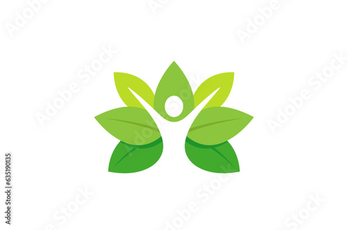 Human Body Neagtive space and Leaves vector design illustration