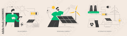 Alternative source of electricity abstract concept vector illustrations.