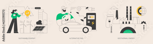 Smart green energy abstract concept vector illustrations.