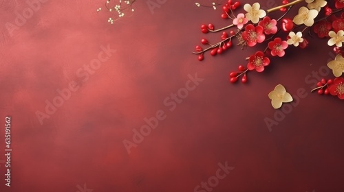 Chinese holiday background with flowers