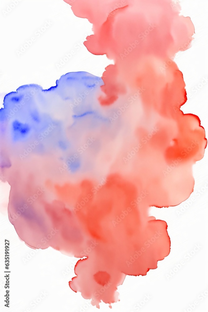 A Red And Blue Cloud Of Smoke On A White Background