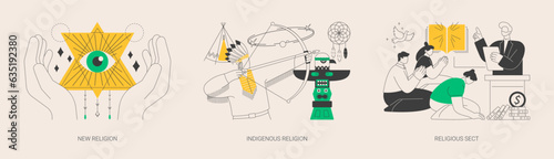 Spiritual movement abstract concept vector illustrations.