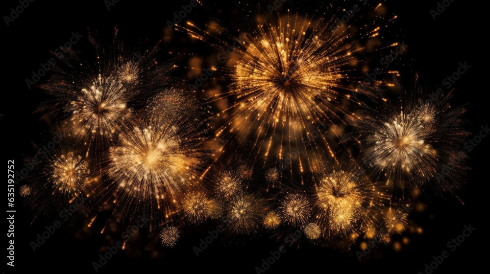 Colorful fireworks over dark sky, displayed during a celebration event