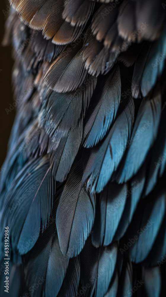 Obraz premium close up of colorful animal feathers. Post-processed generative AI