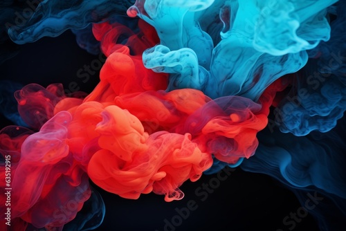 Dive into a mesmerizing dance of hues as colorful paint swirls in water. This vibrant display captures the fluidity of colors intertwining, creating a breathtaking underwater masterpiece.