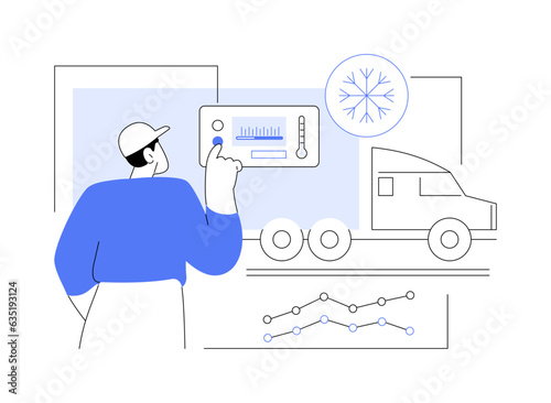 Refrigerated truck abstract concept vector illustration.