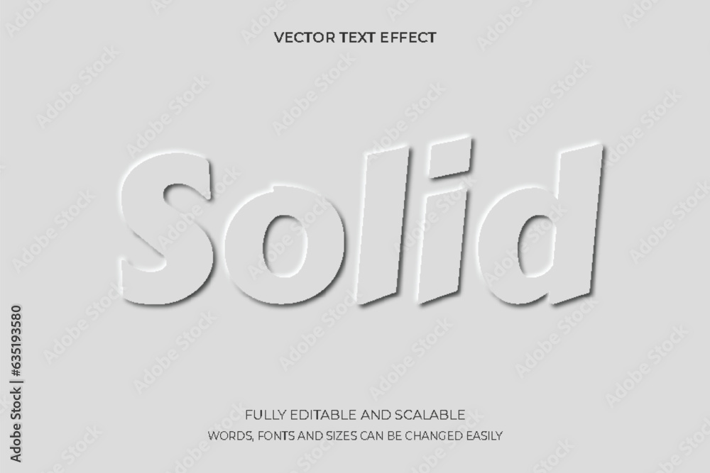 Vector emboss white text effect style editable Solid text effect