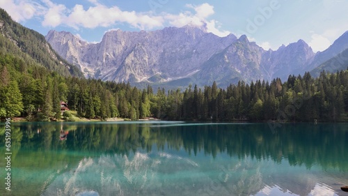 Fototapeta Naklejka Na Ścianę i Meble -  photo Lake Fusine Superiore, Lago di Fusine Superiore italy europe