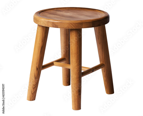 Wooden stool on transparent background. Generative AI.