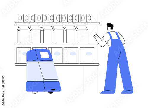 Inventory robots abstract concept vector illustration.