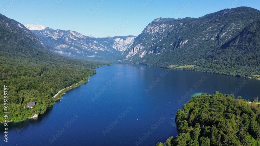 drone photo Bohinj lake, Bohinjsko jezero slovenia europe