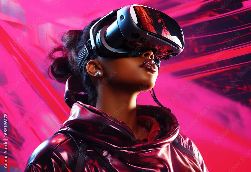 girl with futuristic vr glasses girl with futuristic vr glasses