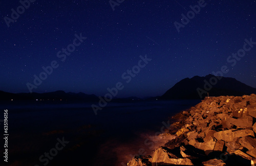 mountain night scape at Kelsey Bay