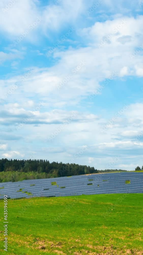 Rural landscape and Solar Panel Farm, vertical time-lapse Rural landscape and Solar Panel Farm, vertical time-lapse