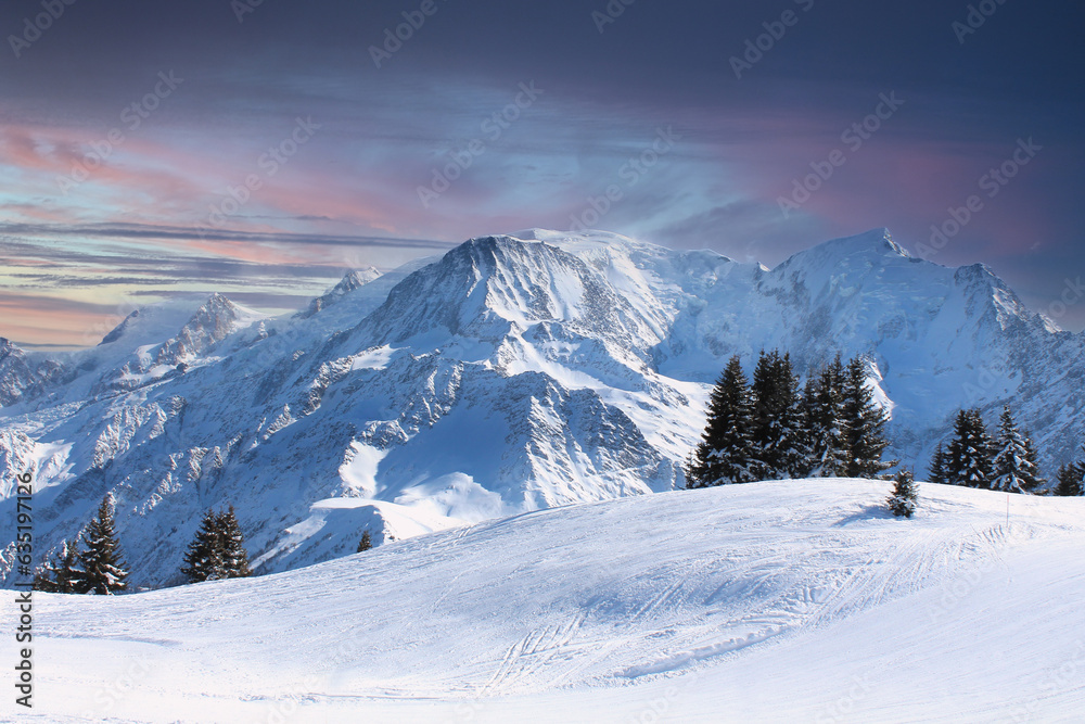 Fototapeta premium France - Mont-blanc (vu du Prarion) / Ciel modifié
