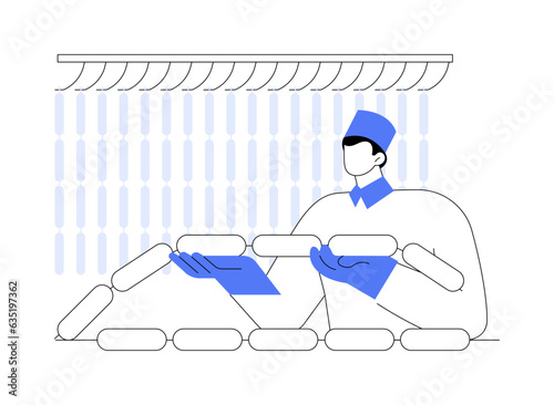 Sausage production abstract concept vector illustration.