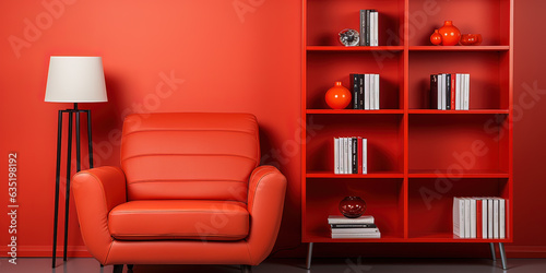 modern living room with red furniture
