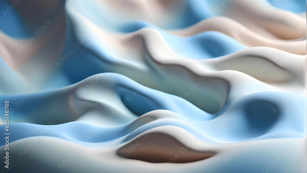Obraz premium Soft Blue Velvet Liquid Clay Satin Waves 3D Render - Abstract Elegance in Motion