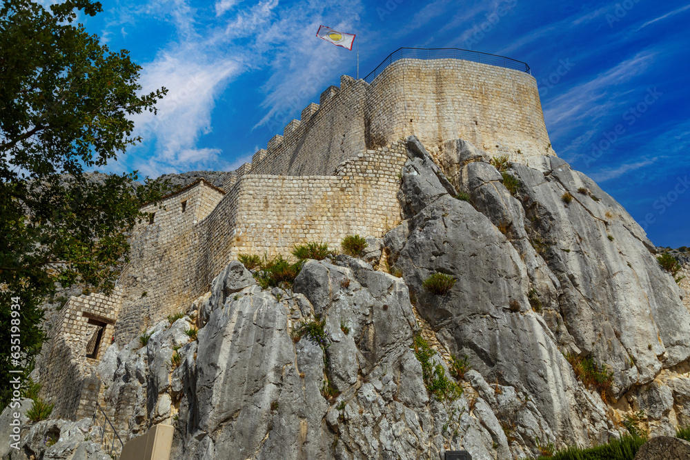 Medieval castle Sokol Grad, Falcon Fortress, Croatia, outdoors.