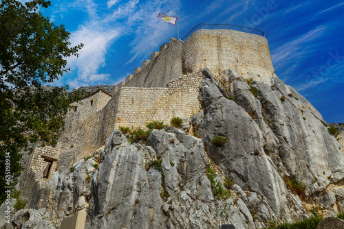 Medieval castle Sokol Grad, Falcon Fortress, Croatia, outdoors.
