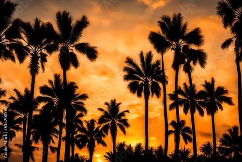 palm trees at sunset © zooriii arts