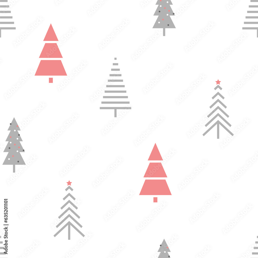 Fototapeta premium Seamless pattern with Christmas trees. Winter background, vector illustration
