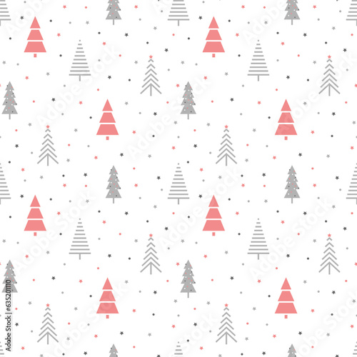 Art & IllustraSeamless pattern with Christmas trees on a white background. Winter forest, vector illustration.tion