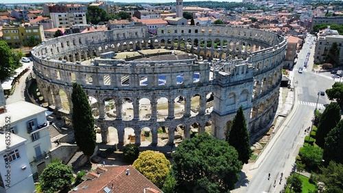 drone photo Pula Amphitheater, Amfiteatar u Puli Pula Croatia Europe photo