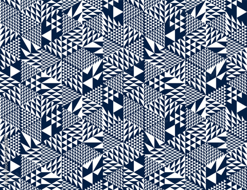 3D cubes seamless pattern vector background, rhombus and triangles dimensional blocks, architecture and construction, geometric design.