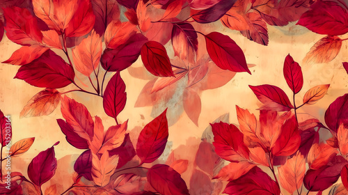 Autumn leaves pattern on yellow background
