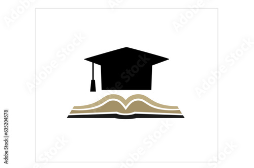 book graduation hat logo vector symbol icon design illustration