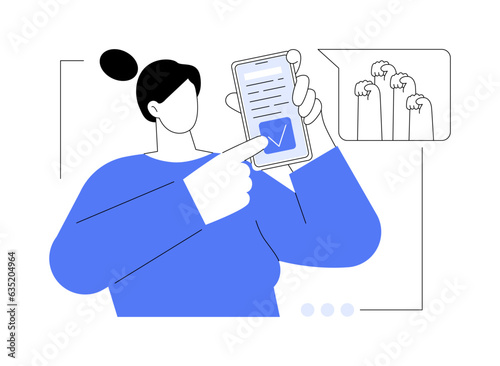 Signing online petition abstract concept vector illustration.