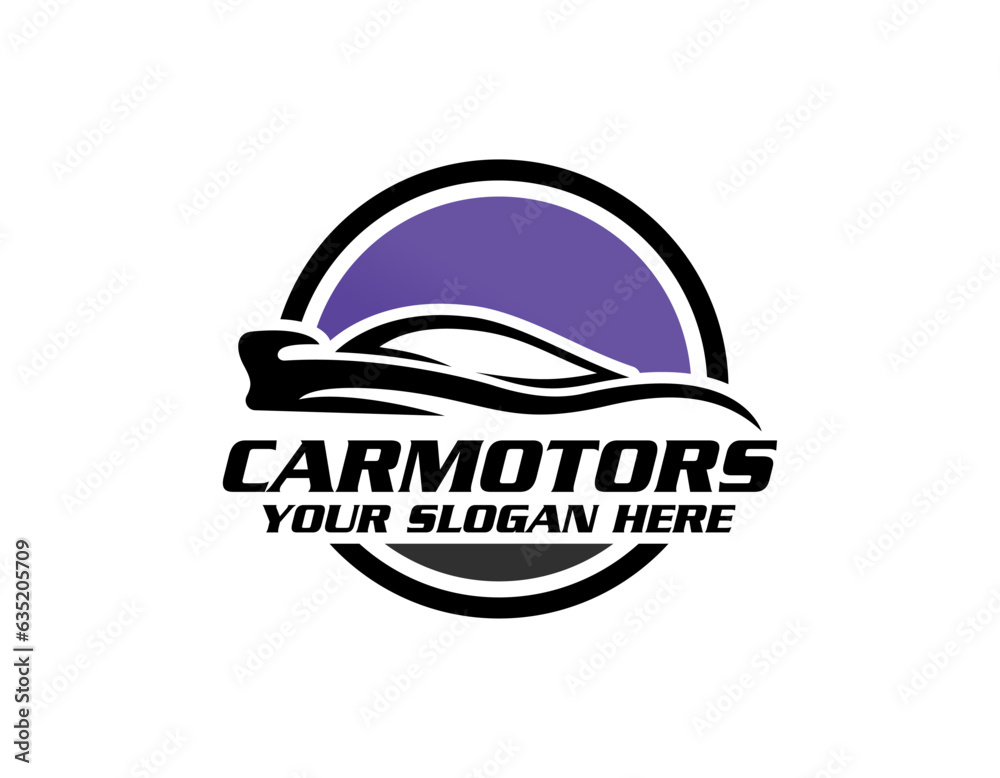 Auto style car logo design with concept sports vehicle icon silhouette on light grey background. Vector illustration. Auto style car logo design with concept sports vehicle icon silhouette on light grey background. Vector illustration.