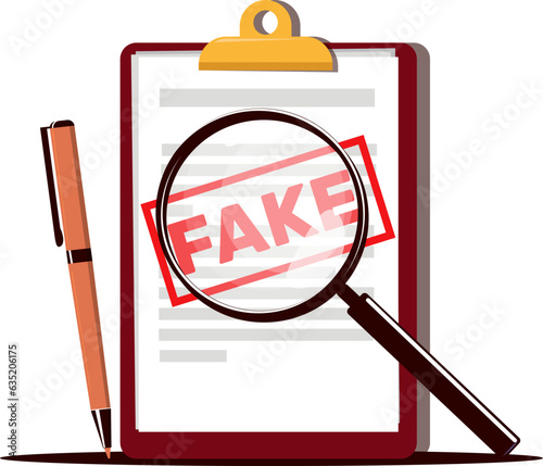 Wrong document, wrong contract, fake data. Stock vector illustration