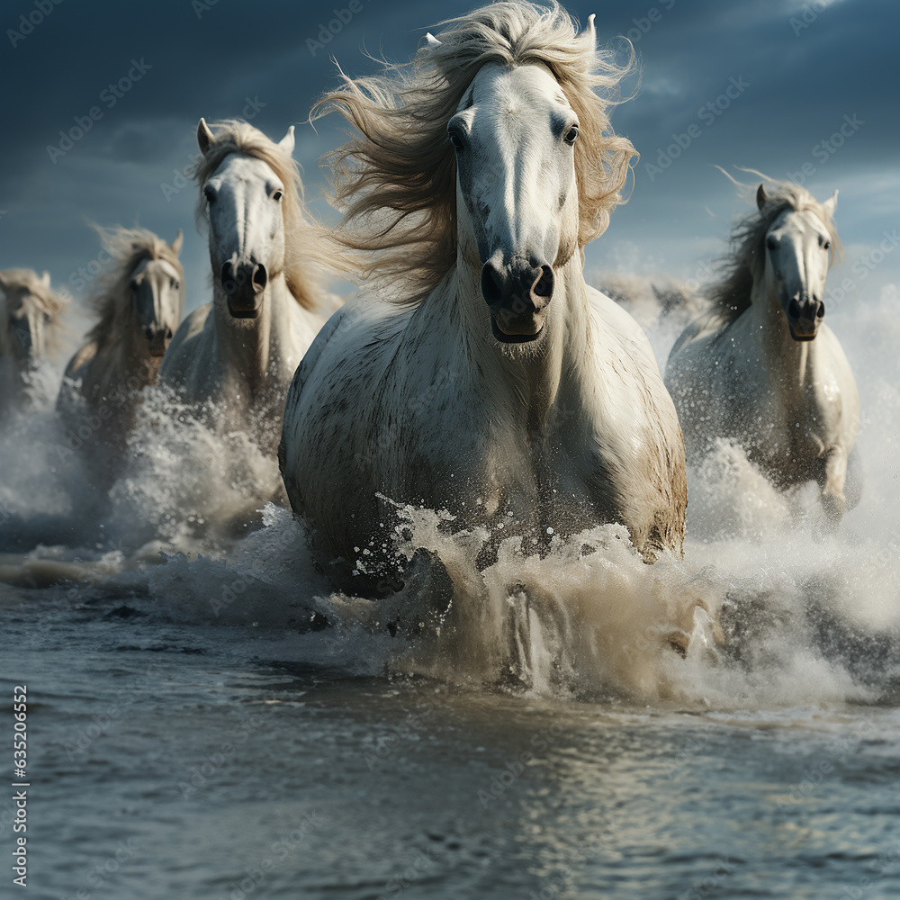 horses on the beach