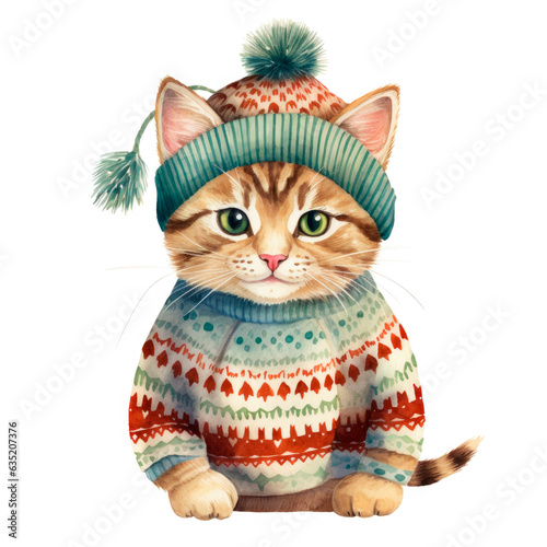 Sweet baby cat in winter. Ai Technology