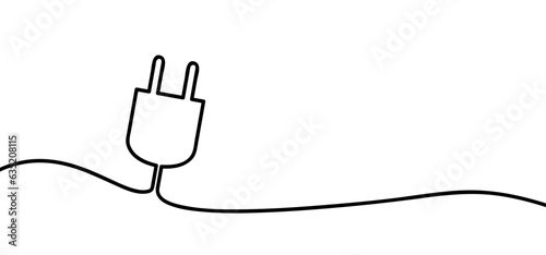 Cartoon electricity, power icon. Electric cable or plugs. Electric plug. Socket, electricity logo. Socket plug adapter. Wire, cable of energy line pattern. Play and plug symbol.