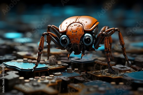 Robot beetle on the circuit board