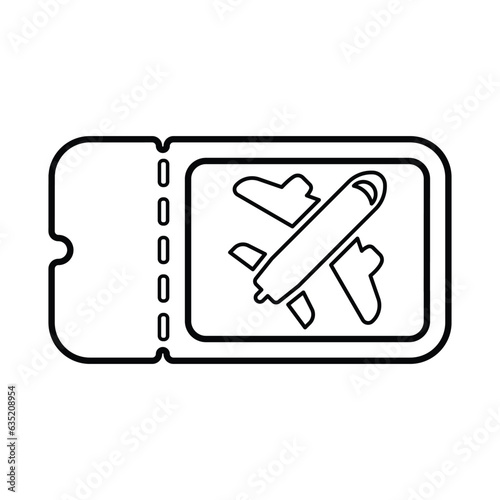 Flight Ticket Icon In Outline Style