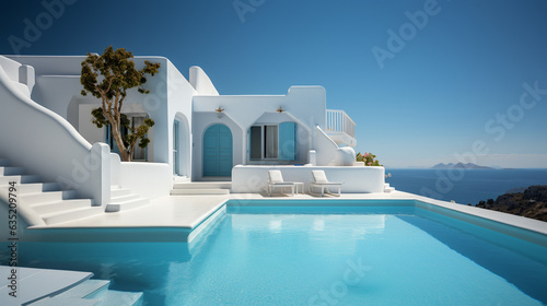 Luxury pool villa. Generative Ai