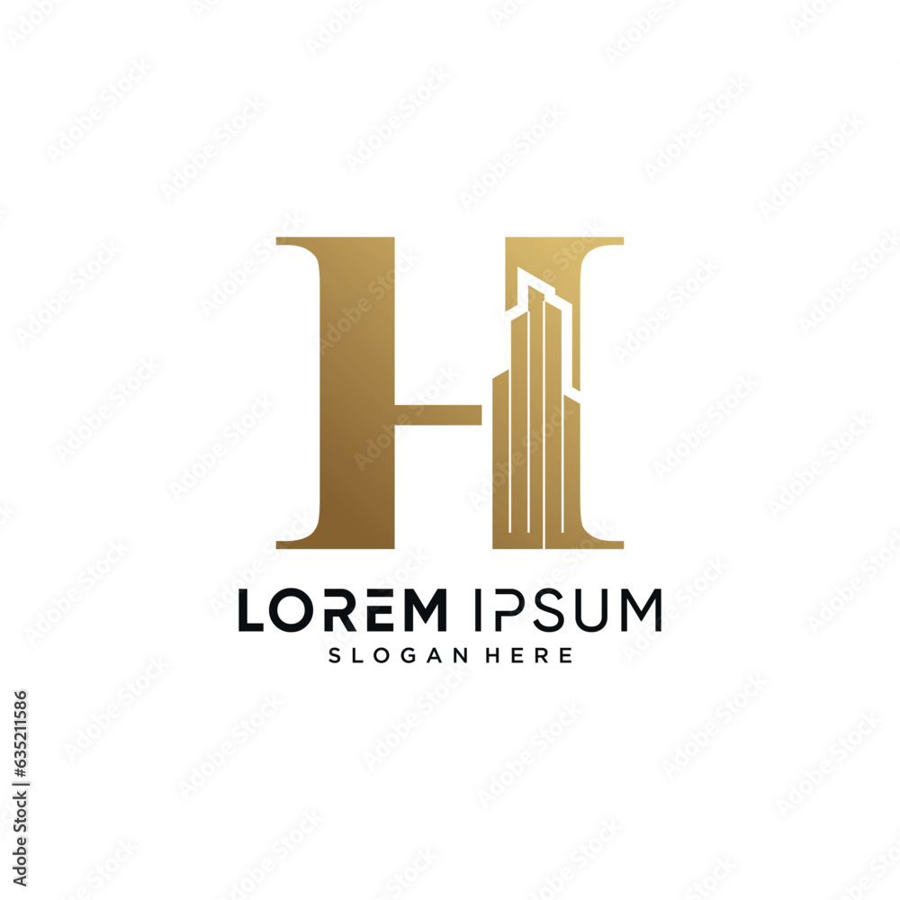 Letter H and building logo design vector illustration with creative concept Letter H and building logo design vector illustration with creative concept